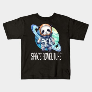 National Space Day space adventure Panda in Astronaut suit cute watercolor animal bear planet galaxy travel Kids T-Shirt